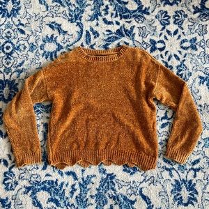 Gold Mustard Yellow Chenille Sweater Cropped